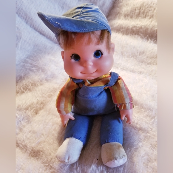 1970 Baby Beans Doll Boy Blue Overalls and Hat Mattel Vintage TLC - Picture 2 of 14